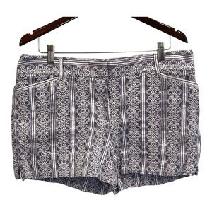 Ann Taylor Loft Shorts Womens Size 14 Blue White Embroidered Riviera Short